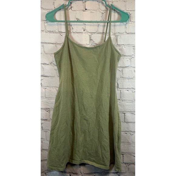H&M DIVIDED Olive Green Mini Dress Sleeveless Basic Casual Tank Dress L - Picture 1 of 4